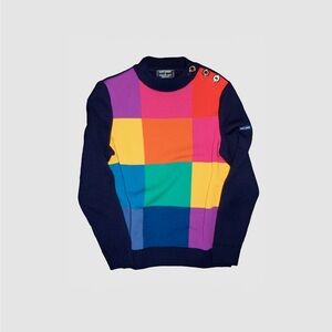 Saint James Limited Edition Multicolor Patchwork Crewneck Sweater